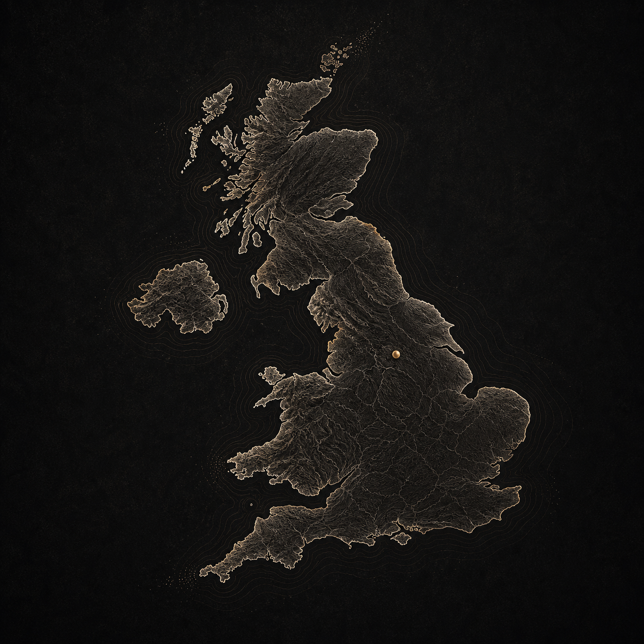 Stylised map of the United Kingdom highlighting Detail Society’s Barnsley base